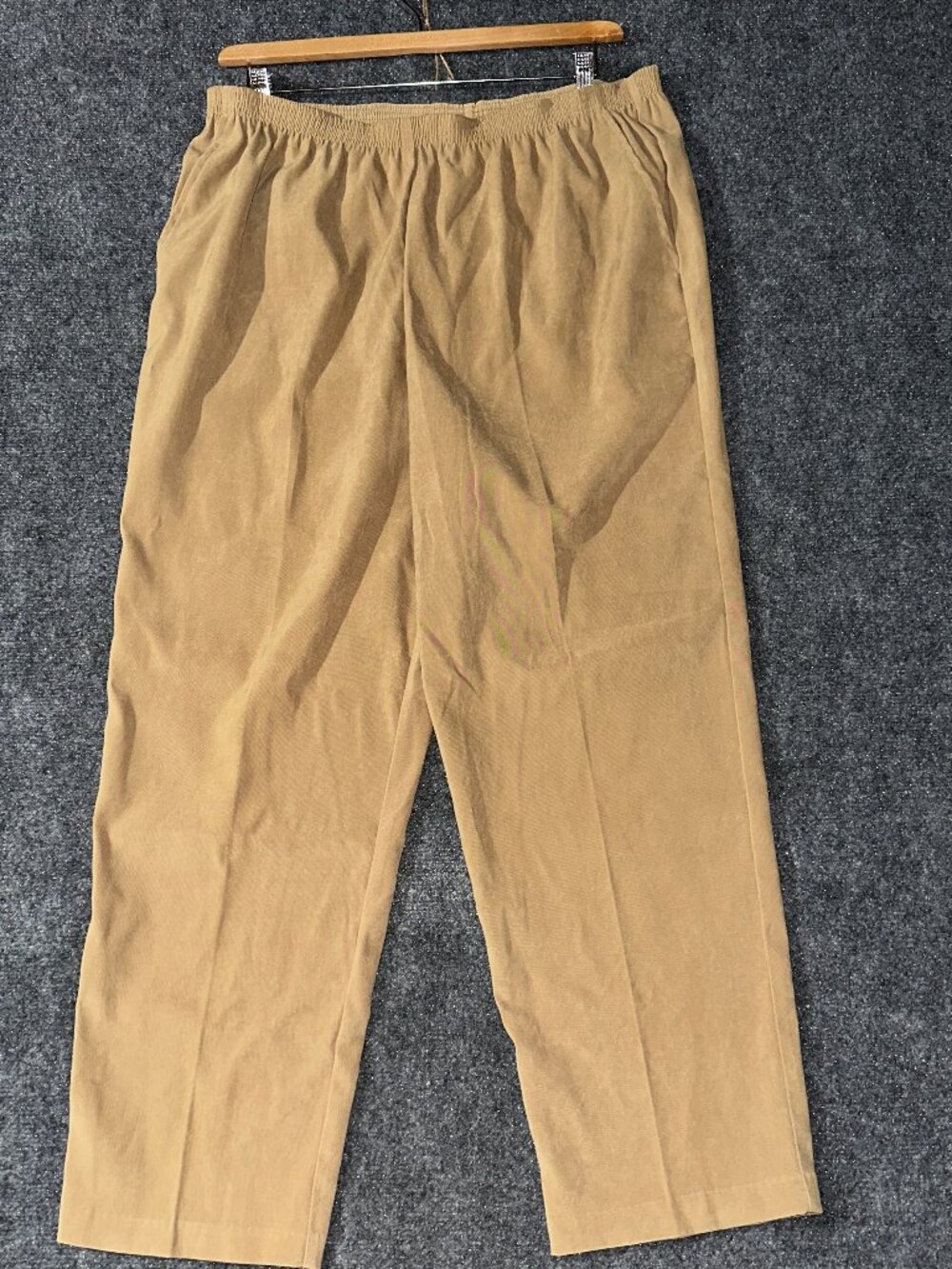 Alfred Dunner Pants Womens 18 Tan Stretch Elastic Waist Pull On Pockets Straight